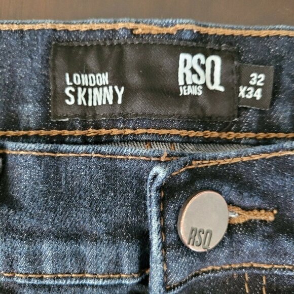RSQ Men's Sz 32x34 London Skinny Jeans Dark Wash EUC Skinny Straight Leg Tilly's - Picture 4 of 6